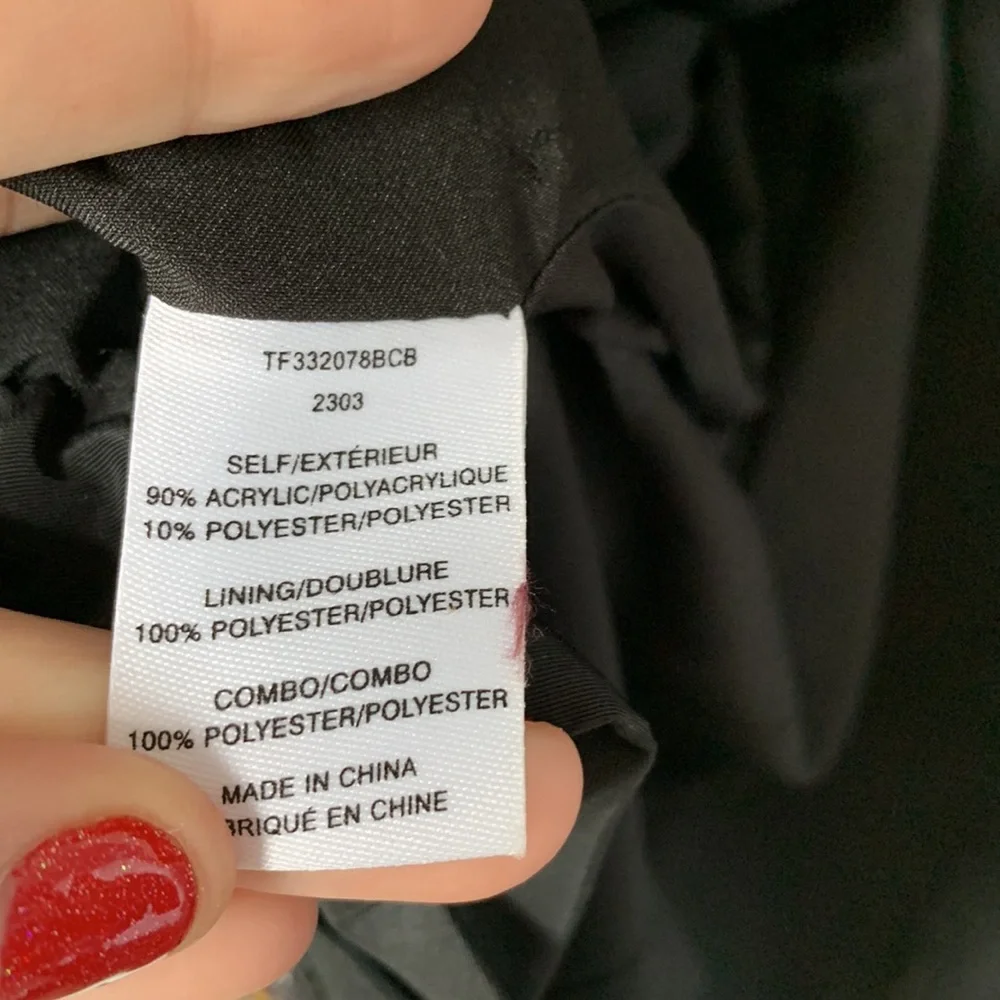 10 Crosby Derek Lam Tweed Checkered Black & Gold Ruffle Blazer size 16 - Picture 11 of 13